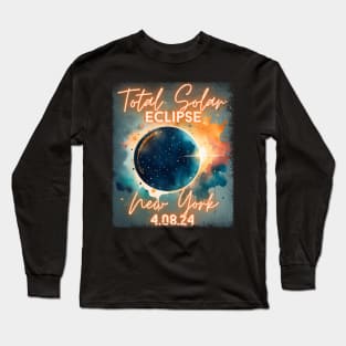 Total Solar Eclipse 2024 New York Art Science Men Women Kids Long Sleeve T-Shirt